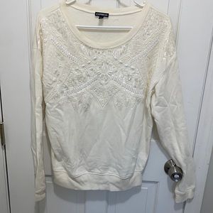 Express cream sequin sweater